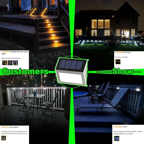 Miniatura 3 de JSOT Luces solares para valla, luces solares impermeables para exteriores, luz para exteriores, jardín, patio, pared, escalera, poste de 3 LED, luz