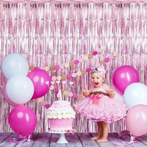 Miniatura 3 de GOER - Cortinas de tiras metálicas/oropel para fiestas, telón de fondo para fotos, cumpleaños, graduaciones, Año Nuevo, bodas, de 3.2 x 9.8 pies