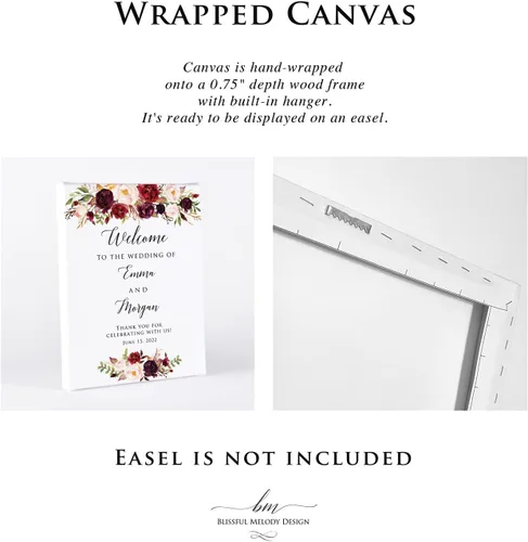 Miniatura 5 de Cartel de bienvenida de boda floral azul claro personalizado, cena de ensayo para parejas, ducha, aniversario, fiesta, póster de bienvenida, lienzo