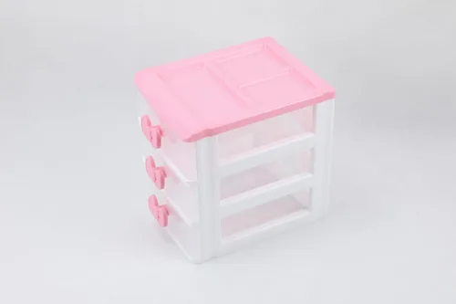 Caja de almacenamiento de plástico de escritorio de varias capas para niñas, bonita decoración de casillero, mini organizador de cajones, lindos