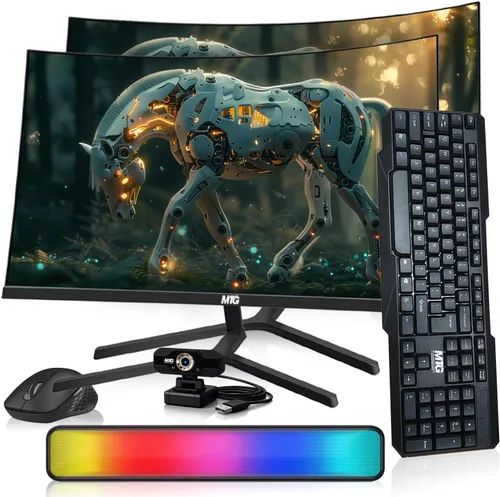 Miniatura 18 de MTG - Monitor curvo de 27 pulgadas, pantalla Full HD 1080P sin marco, audio HDMI DP USB, desenfoque de bajo movimiento, montaje VESA, combo