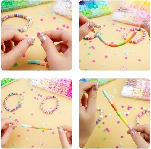 Miniatura 2 de 2000 unidades - 6800 cuentas de arcilla para hacer pulseras, cuentas espaciadoras de 0.236 pulgadas para hacer joyas, aretes, pulseras, collares, 24
