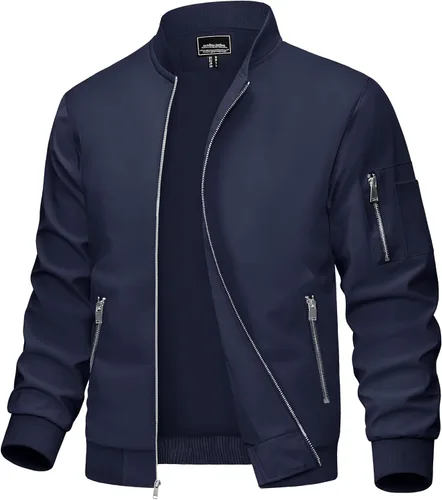 Miniatura 17 de MAGCOMSEN Chaqueta para hombre, ligera, cortavientos, chaqueta bomber resistente al viento, chaqueta casual con cremallera, abrigos ropa exterior