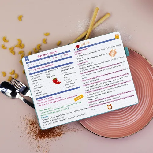Miniatura 3 de Clever Fox Libro de recetas - Libro de cocina familiar en blanco - Diario de cocina vacío - Organizador de cuadernos para escribir recetas - Turquesa