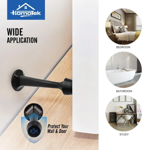 Miniatura 6 de HOMOTEK - Paquete de 12 topes de puerta rígidos sólidos resistentes con punta de goma suave, tope de puerta de zinc fundido para proteger la pared