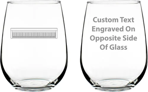 Custom Piano Keyboard Personalized Stemless Wine Glass - Music Gifts for Musicians, Teachers and Musical Accessories for Women and Men that Play