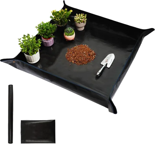 Miniatura 9 de Tapete de trasplante de plantas de 26.8 x 26.8 pulgadas, impermeable, tapete de trasplante para suculentas, tapete portátil de riego de jardinería
