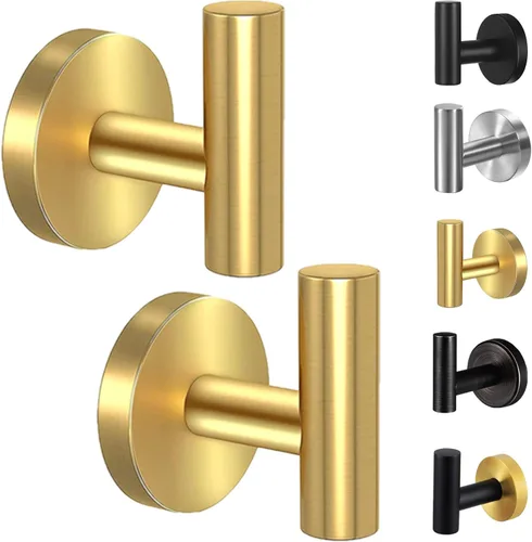 Miniatura 10 de Kruodop Ganchos para toallas de baño, 2 paquetes de soporte para toallas de pared, gancho negro mate para bata de pared, gancho de acero inoxidable