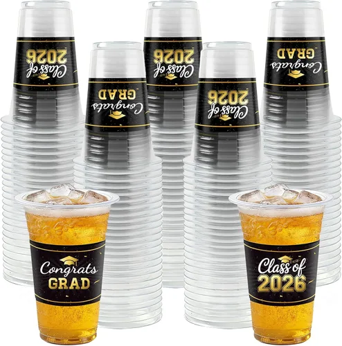 Miniatura 8 de HongyiTime Paquete de 50 vasos de graduación de 16 onzas, juego de vajilla desechable para graduados de clase 2026, suministros y recuerdos