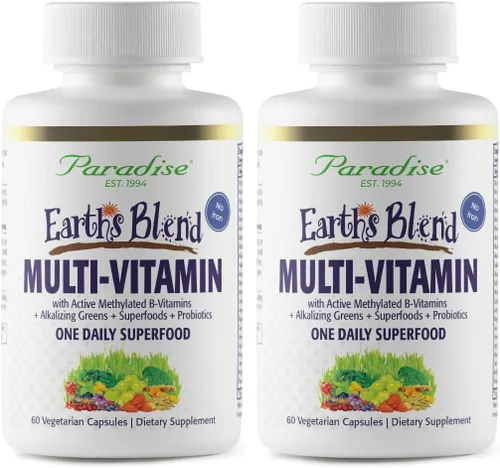 Miniatura 11 de Paradise Herbs Earth's Blend Once Daily Multivitamínico con hierro, 48 superalimentos orgánicos, probióticos, antioxidantes, vitaminas A, B12, C, D