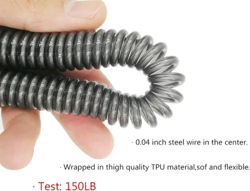 Miniatura 5 de Drchoer Fishing Rod Lanyard for Trolling: 10ft-150LB Saltwater Rod Reel Safety Tether - Retractable Fishing Tool Coil Lanyard for Deep Sea Pole