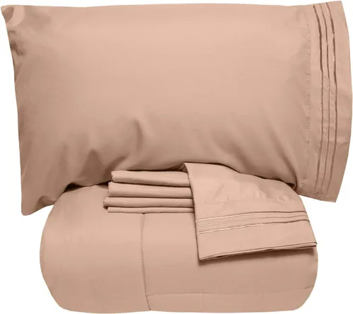 Miniatura 16 de Sweet Home Collection - Lujoso juego de sábanas y edredón de 5 piezas de color sólido para cama, en una bolsa, Agua (Aqua), gemelo