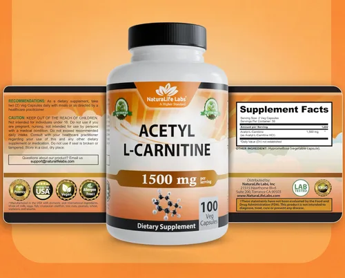 Miniatura 8 de NaturaLife Labs Acetil L-carnitina (ALCAR) 1500 mg por porción – 100 cápsulas – Sin OMG, sin gluten, vegano