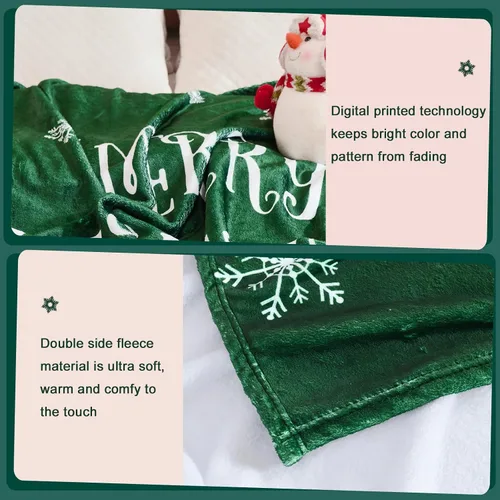 Miniatura 8 de Exclusivo Mezcla Manta de Navidad para sofá, manta suave y acogedora para invierno, manta decorativa con patrón de reno verde, 50 x 60 pulgadas