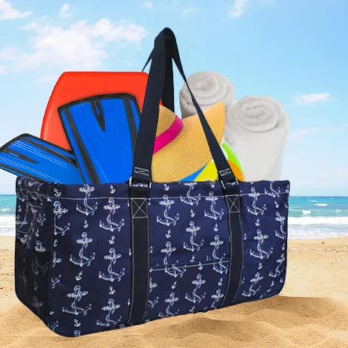 Miniatura 447 de NGIL Bolsa de comestibles reutilizable extra grande plegable de gran tamaño para comestibles, almacenamiento, picnic, playa, Bronco-negro occidental