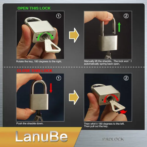 Miniatura 4 de LanuBe Candados marinos de acero inoxidable 304 con igual llave para uso en exteriores, cuerpo de 1-9/16 pulgadas de ancho, cuerpo de acero