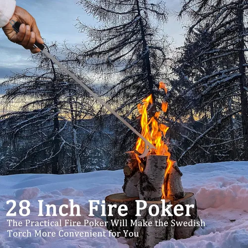 Miniatura 4 de Juego de pinzas de leña de 28 pulgadas, pinzas de acero inoxidable para póquer de fuego y chimenea, juego de pinzas para fogata al aire libre