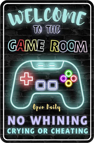 Letrero de Metal para Sala de Juegos Decoración de Pared Gamer para Habitación de Juegos de Niños Dormitorio Jugadores Aluminio Estilo Rústico 12" X