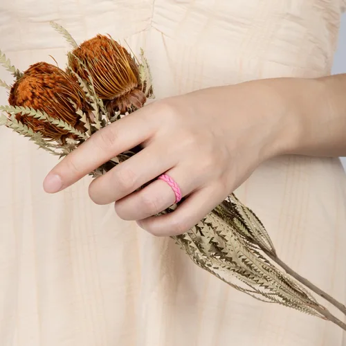 Miniatura 106 de Egnaro Anillos de boda de silicona para ella, conjuntos de novia de goma para mujer, bandas finas, diseño trenzado de hojas apilables con ranuras