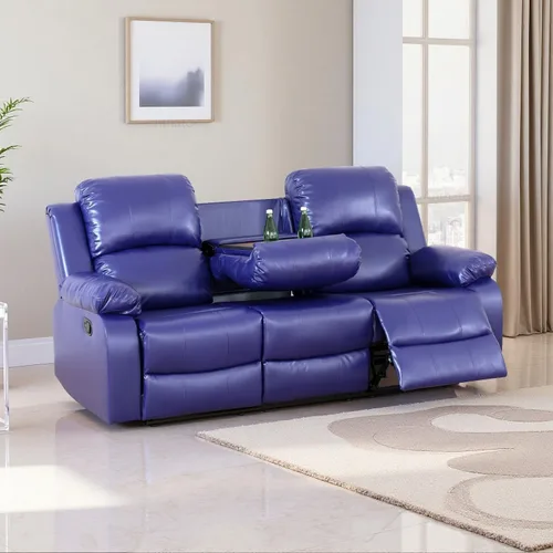 Miniatura 17 de Juego de sala de Estar reclinable de 3 piezas, juego de sofá reclinable Manual para conjunto de muebles de sala de Estar, con consola de Gris oscuro
