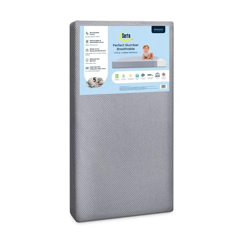 Miniatura 10 de Colchón de cuna y para niños pequeños Serta Perfect Slumber de doble cara - Impermeable - Hipoalergénico - Núcleo de fibra de origen sostenible