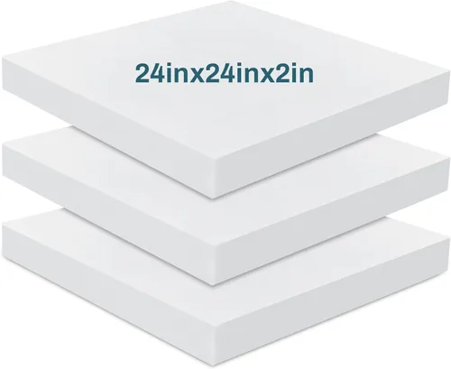 Frienda Paquete de 3 cojines de espuma de alta densidad de 2 x 24 x 24 pulgadas, repuesto de cojín de espuma de corte cuadrado a medida, para silla,