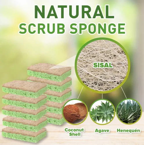 Miniatura 2 de SCRUBIT Esponjas naturales – Paquete de 10 esponjas naturales biodegradables compostables de celulosa y coco para platos, esponja de cocina