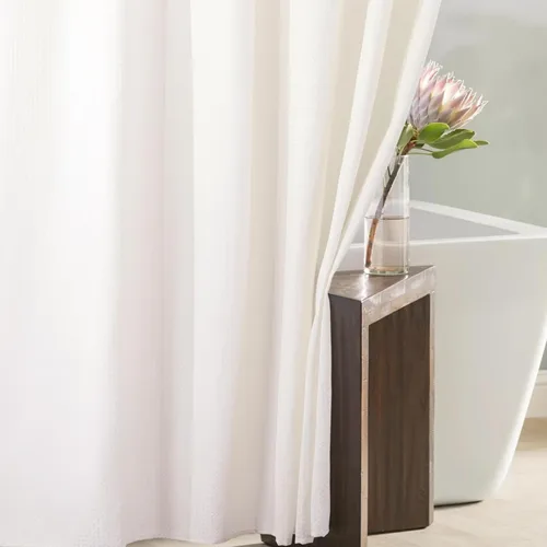 Miniatura 8 de Cortina de ducha negra con tejido de gofre: cortinas de ducha de tela texturizada resistente para baño, repelente al agua, 256 GSM, cortina de baño