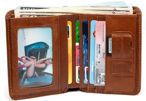 Miniatura 4 de Cartera inteligente para hombres, buscador de tarjetas de seguimiento, regalo del día de San Valentín para novio Marrón