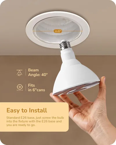 Miniatura 7 de EDISHINE PAR38 Bombillas LED de inundación para exteriores, paquete de 2 unidades, equivalente a 120 W, regulable, impermeable, bombilla LED