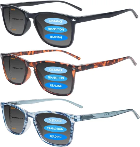 Miniatura 13 de Paquete de 3 lentes de lectura progresivos multienfoque para hombres y mujeres, bloqueo de luz azul, bisagras de resorte, lectores de computadora