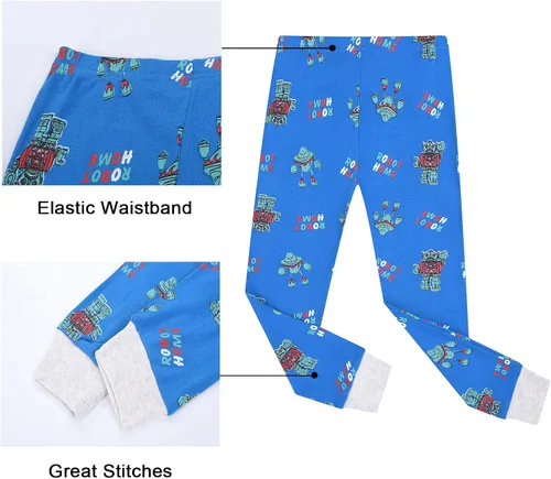 Miniatura 7 de Benaive Pijama para niños, pijama de algodón para niño, conjunto de pantalones de 4 piezas para niños