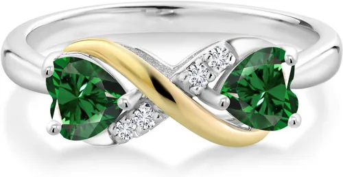 Miniatura 3 de Gemstone Birthstone and Lab Grown Diamond Accents Eternal Love Infinity Ring for Women 925 Silver and 10K Yellow Gold Heart Shape 5MM & Round