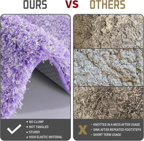Miniatura 24 de Yimobra Alfombra de baño de felpa esponjosa, súper lanuda suave, cómoda, antideslizante, absorbente de agua, alfombra de baño de microfibra que se