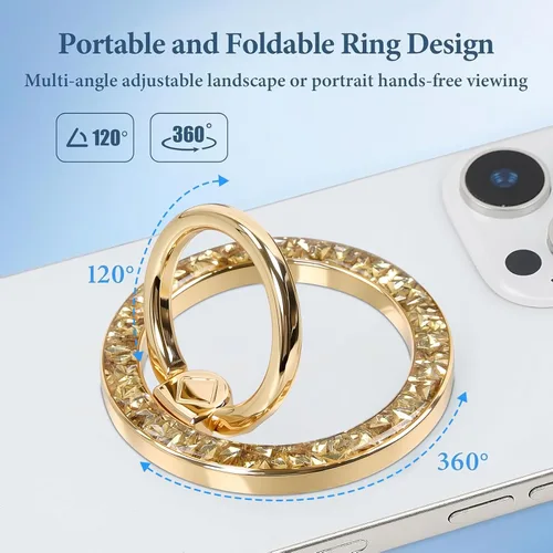 Miniatura 2 de Magnetic Phone Ring for MagSafe Grip [Super Magnet] StylishTwinkle Design Ring Holder Stand, magsafe pop Socket (Gold)