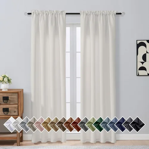 Miniatura 147 de OVZME Cortinas opacas turquesa para tratamiento de ventanas pequeñas, cortinas cortas con bloqueo de luz para ventana de cocina sobre el fregadero