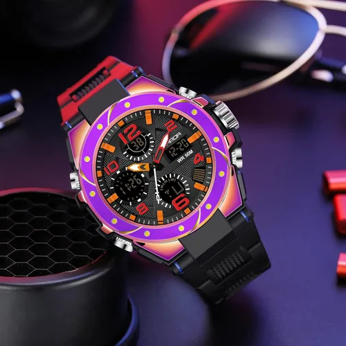 Miniatura 2 de findtime Reloj para hombre relojes militares para hombre impermeables 5 ATM deportivo para trabajo digital analógico color negro verde dorado