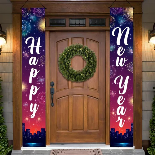 Miniatura 9 de KatchOn, Xtralarge - Cartel de feliz año nuevo – 72 x 12 pulgadas Cartel de puerta de feliz año nuevo para suministros de fiesta de Año Nuevo 2026
