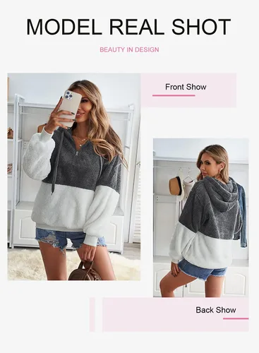 Miniatura 3 de Dokotoo - Sudadera con capucha para mujer, mullida, abrigada, informal, holgada, con bolsillos, ropa de exterior, tallas S-XXL