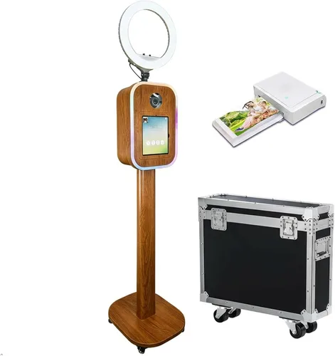 Miniatura 11 de Máquina portátil de cabina de fotos 2 en 1 - Compatible con iPad 10.2-13 y cámara DSLR, con funda de vuelo, control de aplicación RGB luz para Blanco