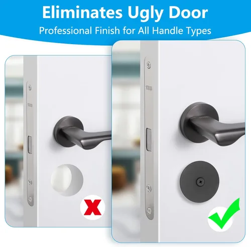 Miniatura 5 de Placa Premium de Acero Inoxidable para Cubrir Agujero de Puerta - Tapa de Cerrojo de Seguridad de 2-5/8 de Diámetro con Tornillos para Mayor