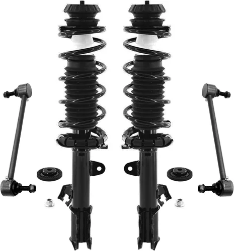Miniatura 31 de Detroit Axle - Kit de 4 barras estabilizadoras delanteras para Ford F-150 2021 2022 2023 2024, 2 puntales con resorte helicoidal, 2 eslabones