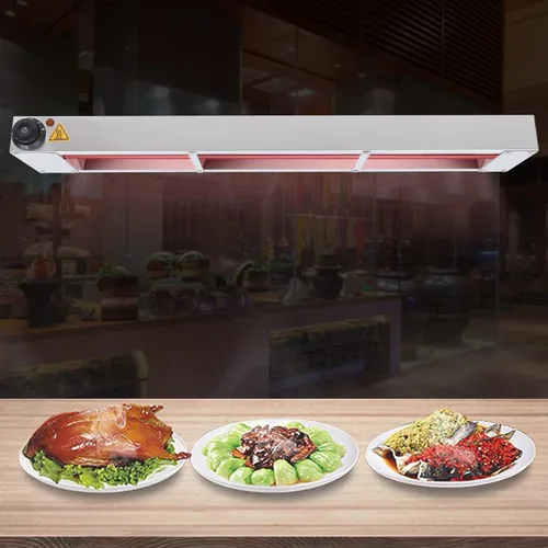 Miniatura 2 de Lámpara de calor de alimentos de 36 pulgadas, calentador de alimentos con enchufe y cadenas, temperatura ajustable de acero inoxidable plateado