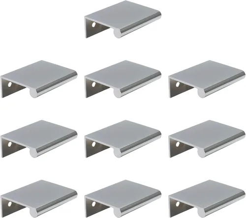 Miniatura 31 de Tiradores negros de 1.38 pulgadas para gabinete, 10 unidades, espacio entre agujeros de 0.63 pulgadas, tiradores de borde de aleación de aluminio