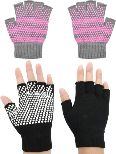Cosmos 2 pares de guantes de yoga y pilates antideslizantes para mujer, barra, ballet, bikram guantes de entrenamiento y entrenamiento