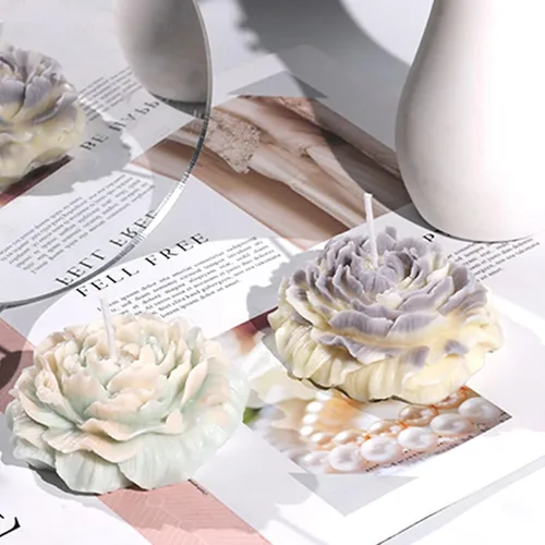 Miniatura 6 de BIBABLYKE Molde de vela de silicona de peonía grande 3D, hecho a mano, creativo, flores, aromaterapia, yeso, resina, suministros para hacer jabón