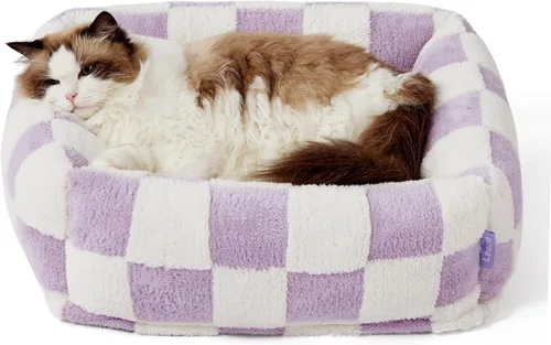 Miniatura 15 de LE SURE Bonita cama para perros y gatos pequeños, camas lavables para cachorros, acogedor sofá ortopédico rectangular para mascotas con felpa