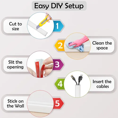 Miniatura 7 de Cable oculto de TV – Cubierta flexible para cable de pared de diseño delgado, canaleta de cable de silicona – Autoadhesivo, diseño cortado a medida