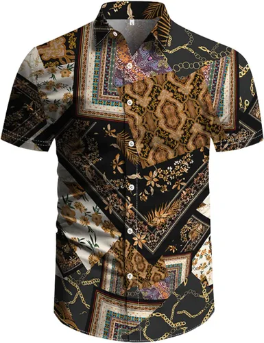 Miniatura 41 de RPOVIG Conjunto de playa a juego con camisas y pantalones cortos para hombre, ropa floral hawaiana para festival, conjuntos de 2 piezas con sombrero
