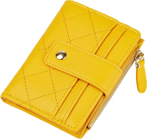 Miniatura 19 de Cartera de cuero para mujer, pequeña, compacta, plegable, con bolsillo para monedas con cremallera